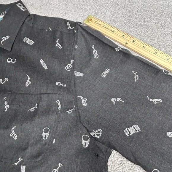 Nat Nast Shirt Mens Medium Silk Wool Blend Black Music Print Band Lounge Party M - Picture 12 of 16